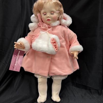 Lot 638: Seymour Mann Connoisseur Doll “Beth” – 22” Porcelain Doll in Pink Winter Outfit w/ Tag 