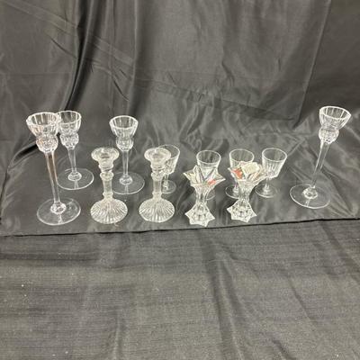 Lot 623: Vintage Crystal Candle Holder Collection – Mixed Heights & Styles (Set of 10)