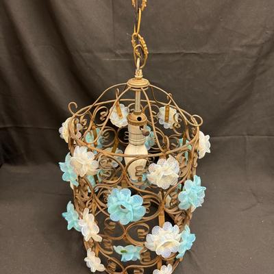 Lot 222: Vintage Swag Pendant Light 