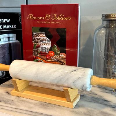 Marble Rolling Pin & Cutting Board 