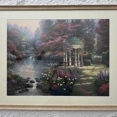 Framed & No. Thomas Kinkade Print, The Garden Of Prayer
