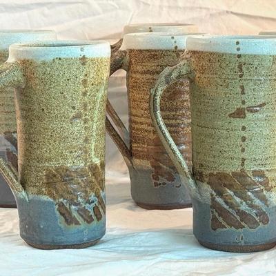 Set Of Eight Stoneware Mugs 