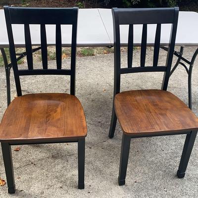 Pair of Wood-Look Dining Chairs & Lifetime Folding Table