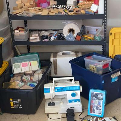 Singer Sewing Machine with Accessories and Crafting Supplies