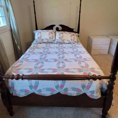 Vintage MCM Full Size Four-Poster Bed Frame