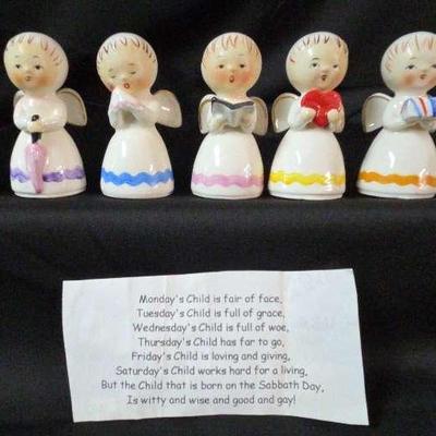 Porcelain Angel Figurines – Days of the Week Set