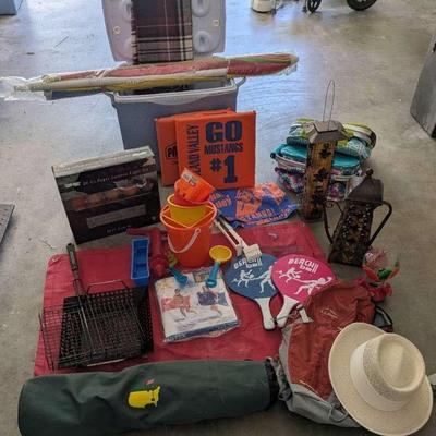 Beach Gear Featuring Masters Chair, Rubbermaid Cooler, Umbrella & More