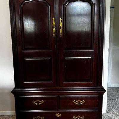 Thomasville Dark Cherry Armoire With Drawers & Shelves