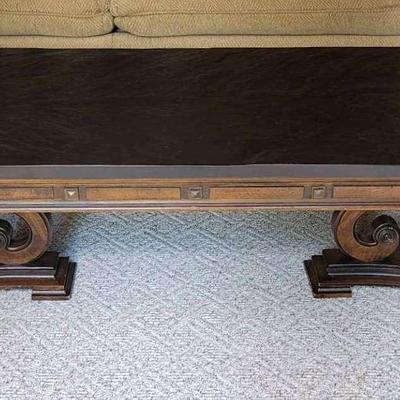 Heavy Slate Top Coffee Table With Carved Base
