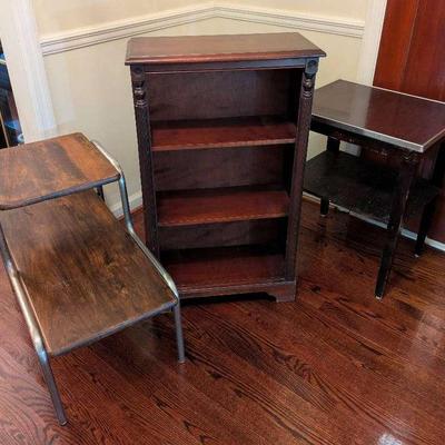 Mixed Wood and Metal Furniture Featuring Dixie Chrome Step Stool