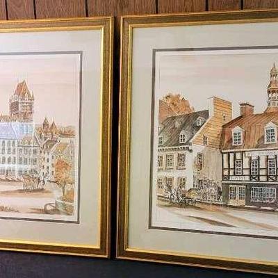 Signed Quebec City Street Scene Art Prints, 1974