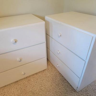 Pair of Classic White Hardwood Nightstands