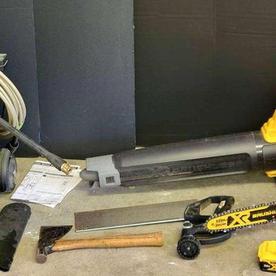 DeWalt Chainsaw, XR Battery & Ryobi Pressure Washer Outdoor Power Tool Collection