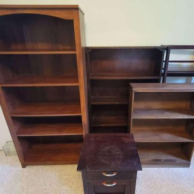 Five-Piece Bookshelf & Cabinet Collection Including Ladder Shelf and Storage Box