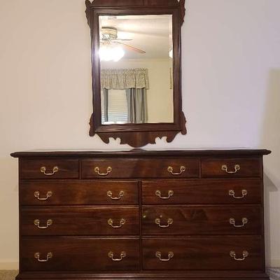 Wooden Dresser With Federal Style Mirror