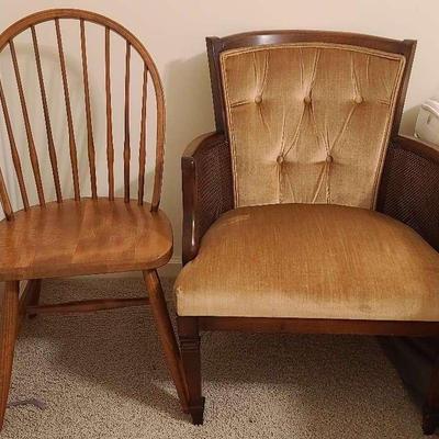 Velvet Upholstered Club Chair with Paddle Back Chair