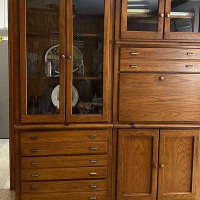 Multi-Compartment Oak China Cabinet by Bassett