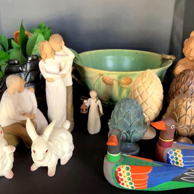Figurines & Home Accents Featuring Willow Tree Sculptures & Pinecone Pottery Bowl