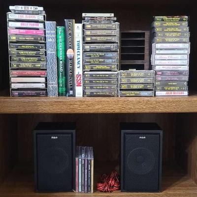 Cassette Tape Music Collection with RCA Speakers & CDs