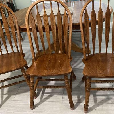 Three Wood Windsor-Style Dining Chairs