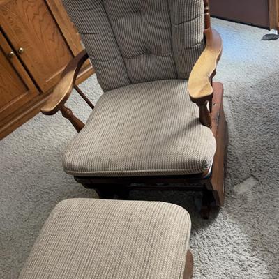 Wooden Upholstered Glider with Ottoman 
