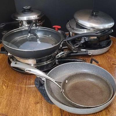 Cookware Collection with Stainless Steel & Nonstick Pans Featuring T-Fal