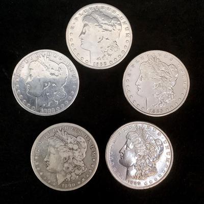 TN70 Five Morgen Silver Dollars 