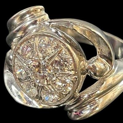 TN311 NAGL Certified 14k White Gold Diamond Ring