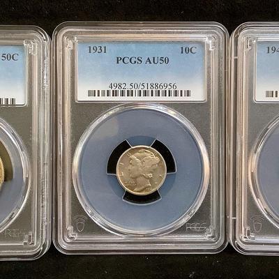 TN72 2 PCGS Graded Mercury Dimes & 1964 PCGS MS62
