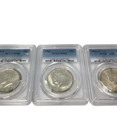 TN7 Three Silver Kennedy Graded PCGS $1 Coins