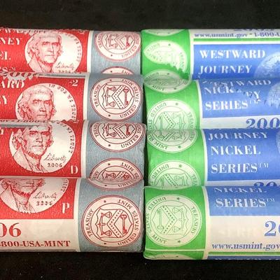 TN74 8 Rolls Of 2005/2006 U.S. Mint Nickels 