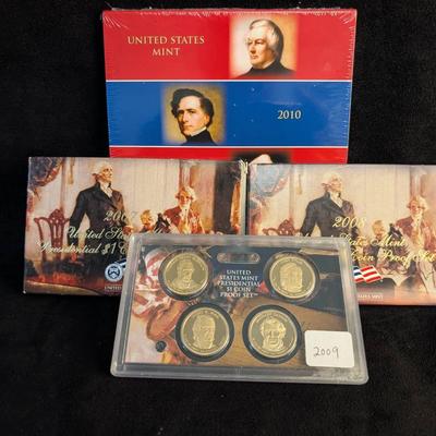 TN41  3 Presidential Proof Dollar Sets & 1 Uncirculated 2010 Dollar Set