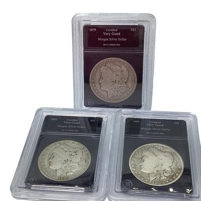 TN20 Three Morgan Dollars 1879, 1880, 1881