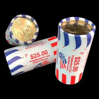 TN76 Three $25 Uncirculated Mint Issued Presidential Rolls