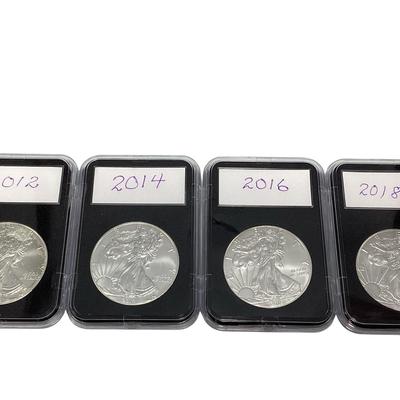 TN5 Four Silver Eagles , 2012, 2014, 2016, 2018, 1 oz  Silver