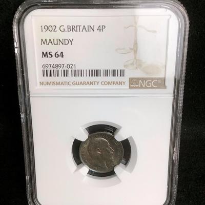 TN226 NGC 1902 Graded Great Britain Maundy MS 64 Silver Coin
