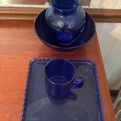 Cobalt Blue Glass Serving Pieces 