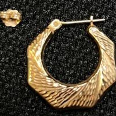 Scrap 14k Yellow Gold Hoop Earring And Earring Back 