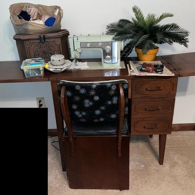 Sears Kenmore Sewing Machine, Table, AND supplies