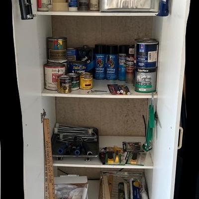 Cabinet Full Of Paint Supplies 