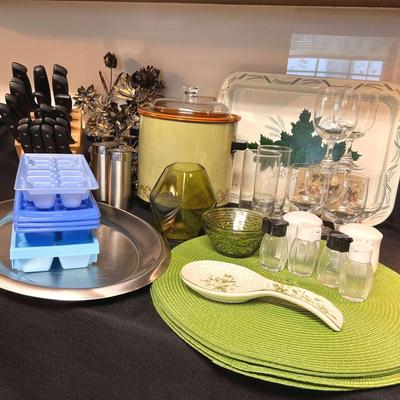“Go Green” Kitchen Starter Lot w/ Crock Pot, Farberware Knife Block, & More!