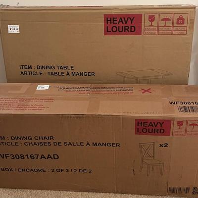 Dining Room Table And (2) Chairs NEW IN BOX