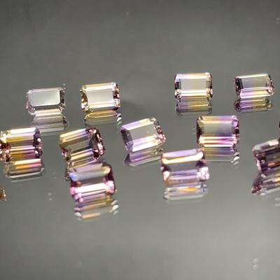 Ametrine Suite of 14 Pcs, 21.8 CTTW 8x4mm Rectangulars - Lilac with Gold Tinge