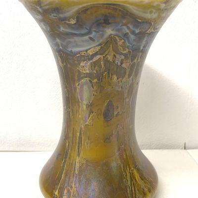 Art Glass Vase- Handblown Iridescent Oil Slick Finish 