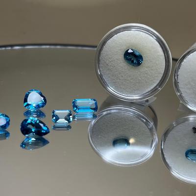 Swiss Blue Topaz - Heart Shaped, Emerald Cut, Pear Shaped and Ovals 13.20 CTTW