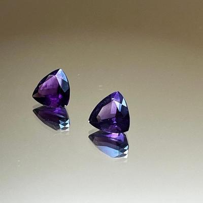 Purple Fluorite Pair 1.85ct 1.95ct 8x8mm each