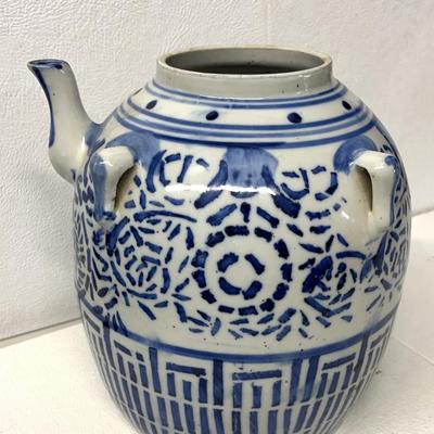 Chinese Porcelain Handpainted Moon Flask - Water or Wine Jug - Vintage