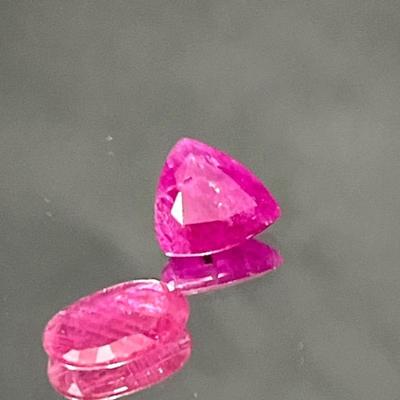Ruby Oval and Trillion Pair 2.85 CTTW - Fuschia Pink 