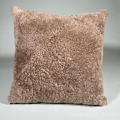 Faux Fur Square Throw Pillow | In a light brown/taupe color. Hide is visible on the inside. Pillowcase has zipper and is brand new....