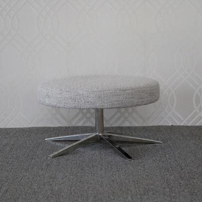 ROYCE MICHAEL WEISS VANGUARD SWIVEL STOOL | Swiveling low stool with textured upholstered cushion over polished nickel legs - h. 16.5 x...